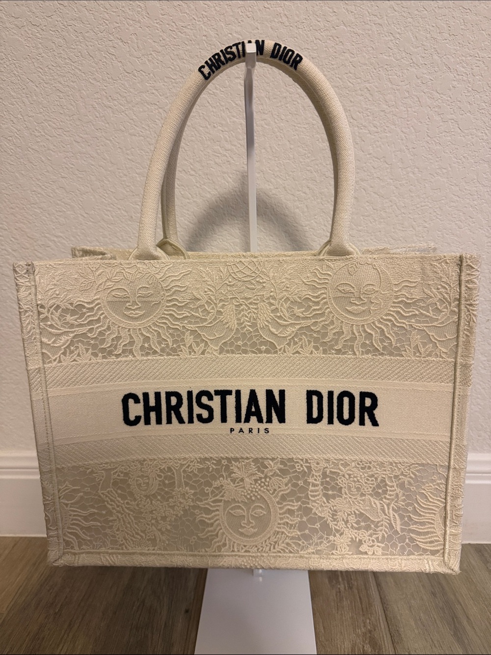 DIOR Toile de Jouy Soleil Macramé Embroidery Book Tote